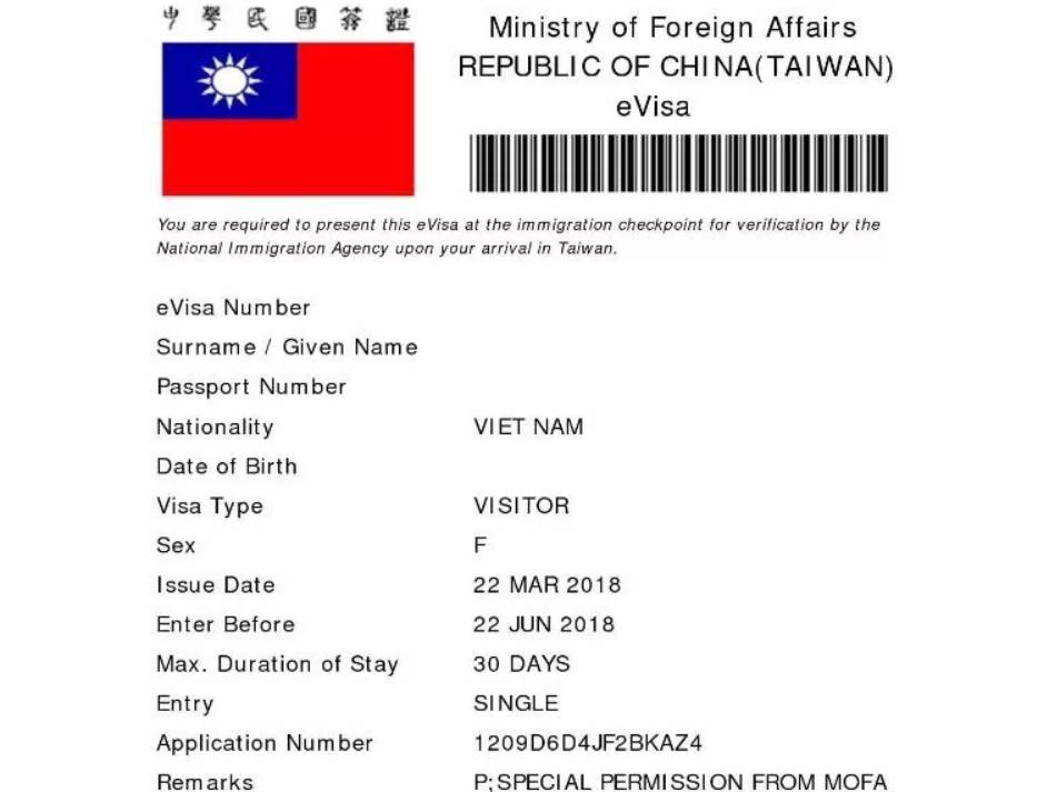 Visa Đài Loan 